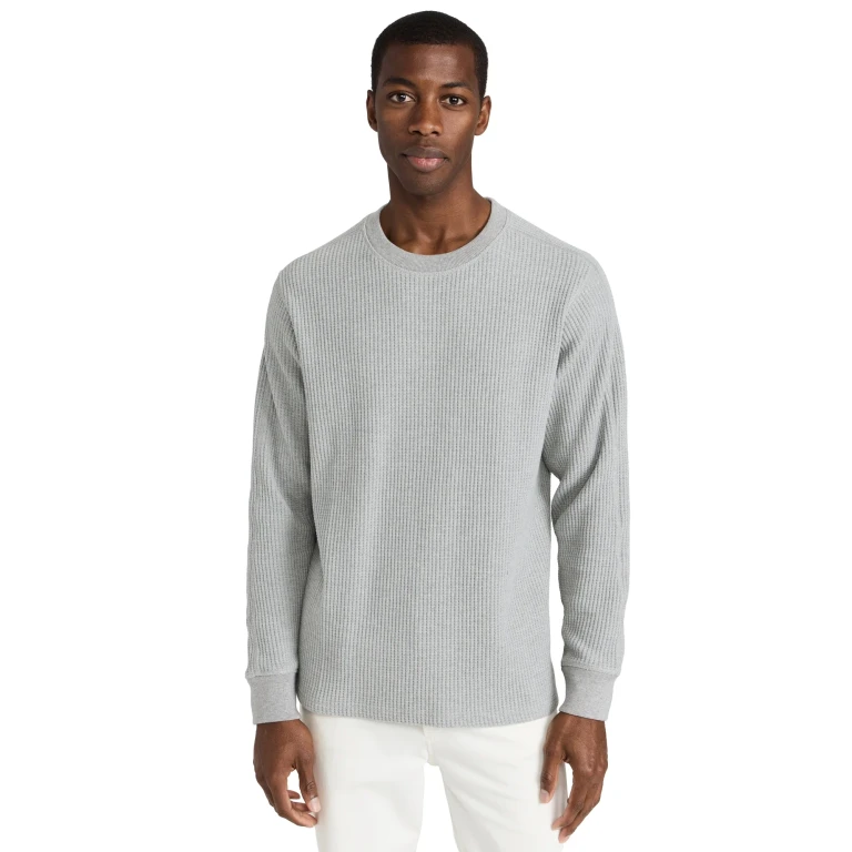 RAILS Wade Waffle Thermal Long Sleeve Tee Heather Grey L