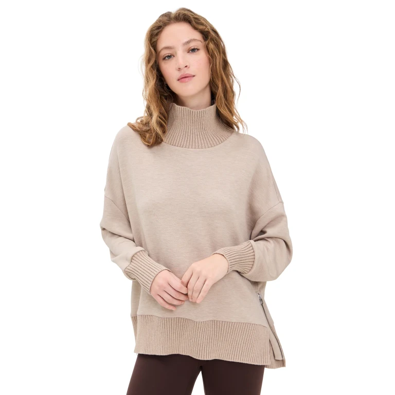 Varley Barker High Neck Sweatshirt Taupe Marl M