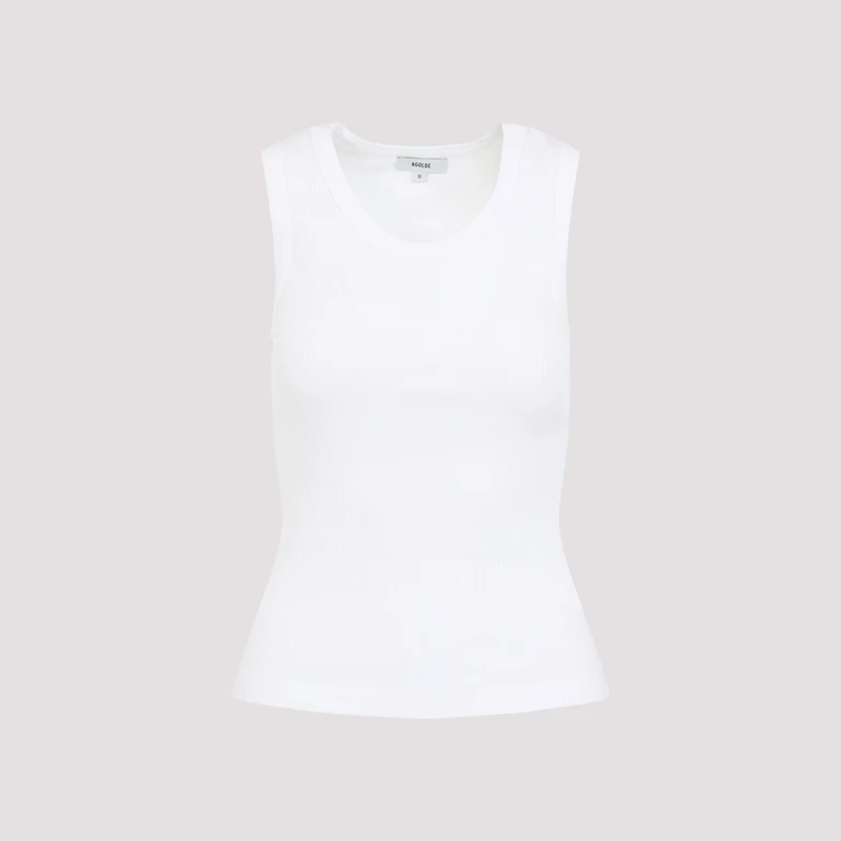 Agolde Poppy Tank Top White Organic Cotton Tencel Spandex - Women