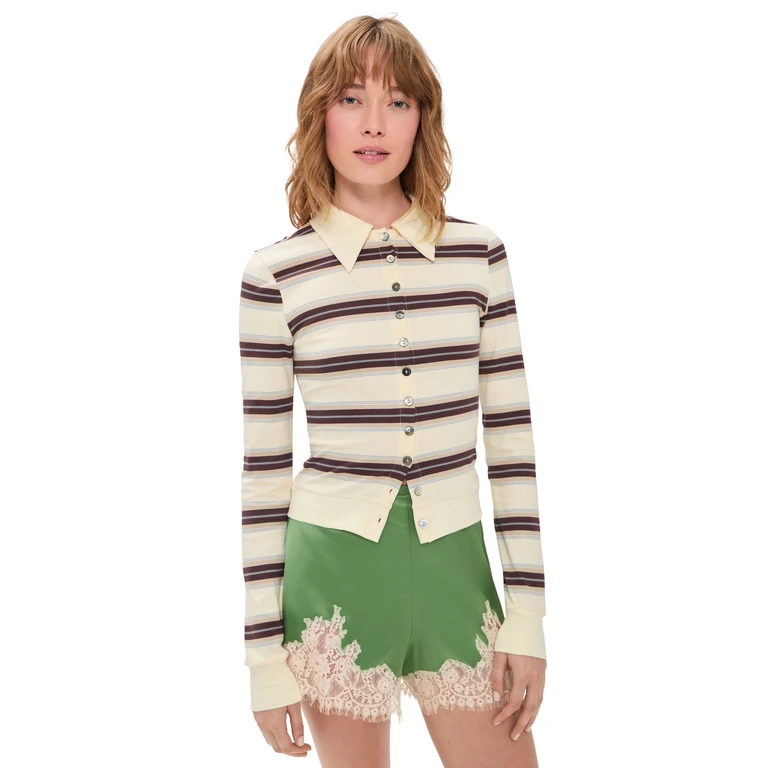 Lioness Bada Bing Jersey Top Sand Stripe L