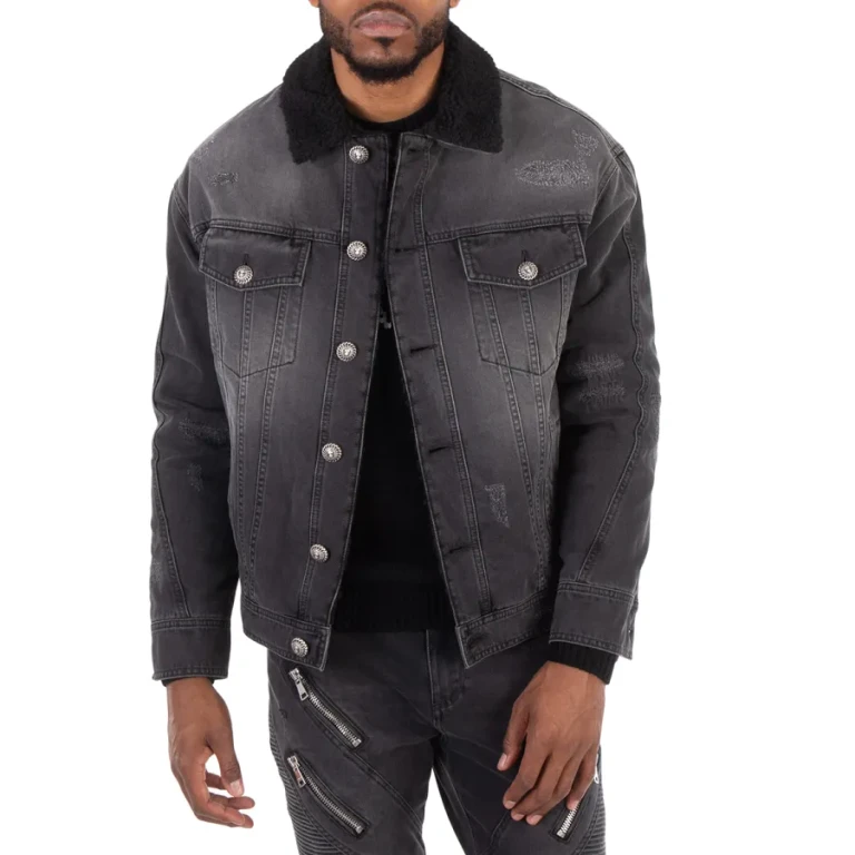 Balmain Shearling-Lining Denim Jacket