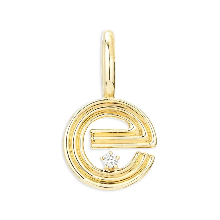 Adina Reyter 9K Yellow Gold Diamond Groovy Initial Charm Pendant