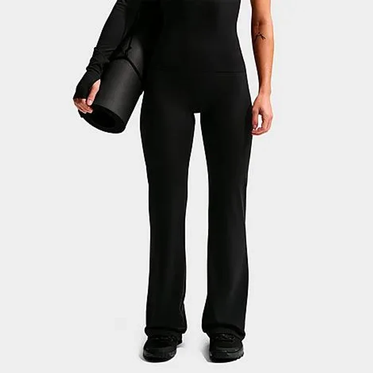 Nike Women's Zenvy Seamless Front High-Waisted Flared Leggings in Black/Cool Grey Size: XXS