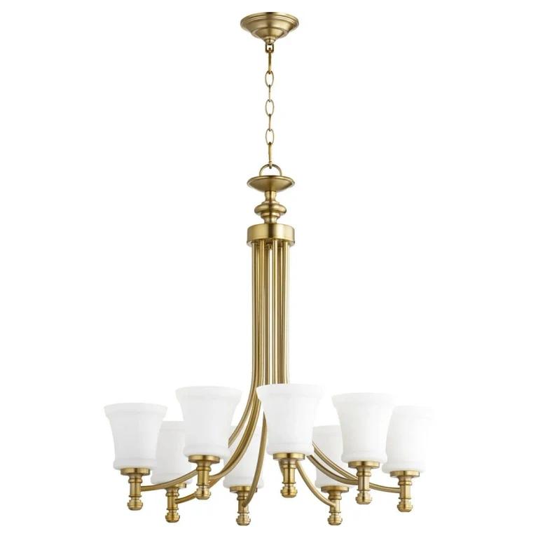 Quorum Rossington 8-Light 29" Transitional Chandelier in Aged Brass