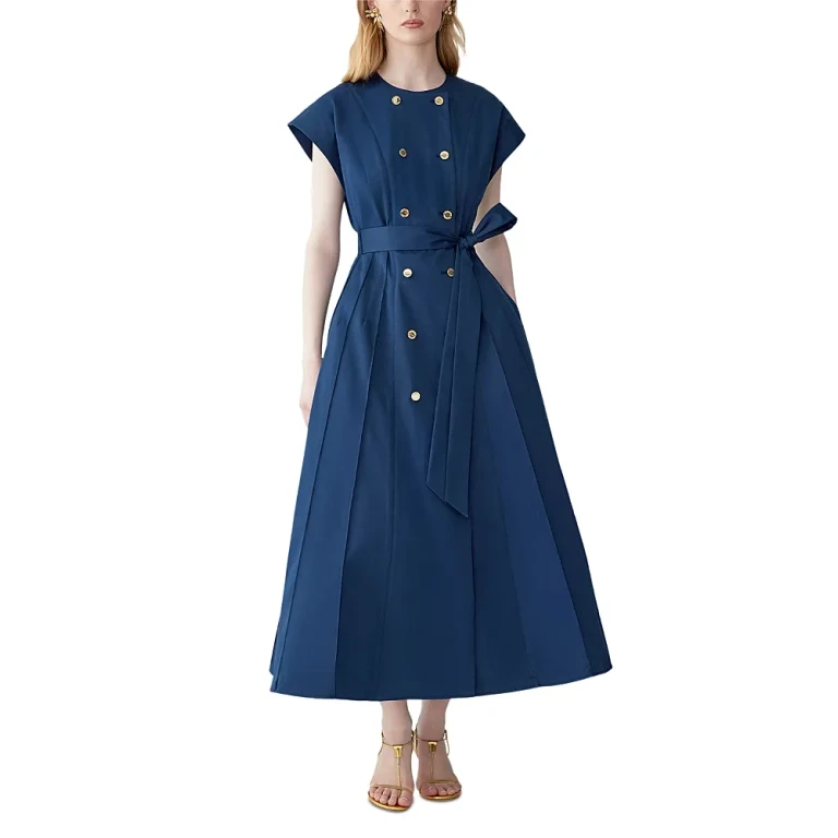 Carolina Herrera Double Breasted Tie Waist Dress