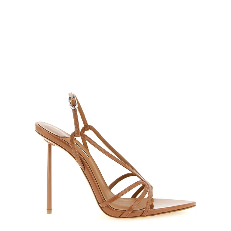 Le Silla Brown Calfskin Stiletto Heel Sandals - Women