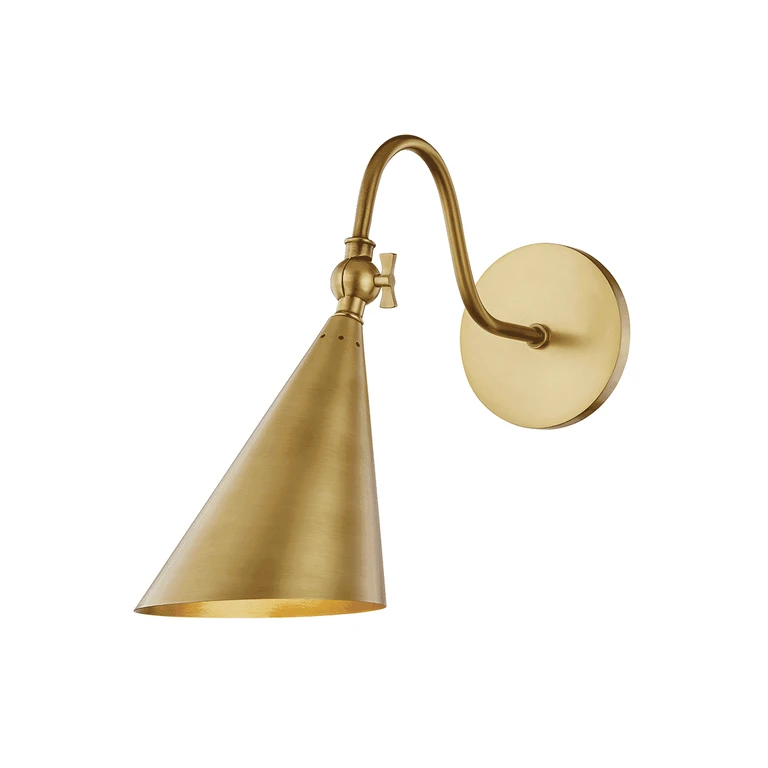 Aged Brass One Light Wall Sconce from the Lupe Collection