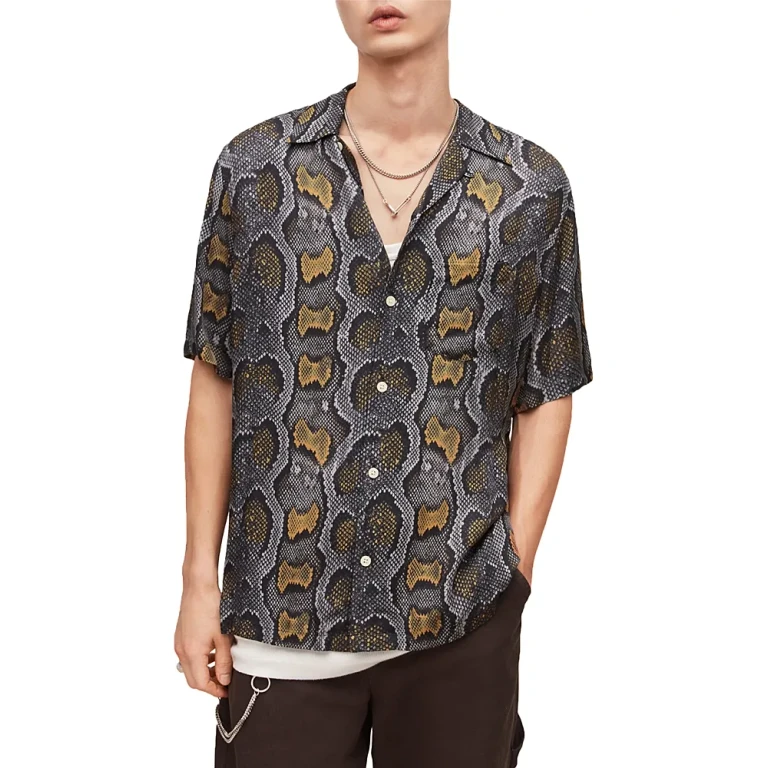 Allsaints Copperhead Print Short Sleeve Camp Shirt