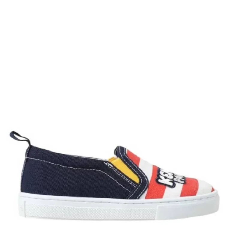 Kenzo Boys Stripe Logo Slip-On Denim Sneakers