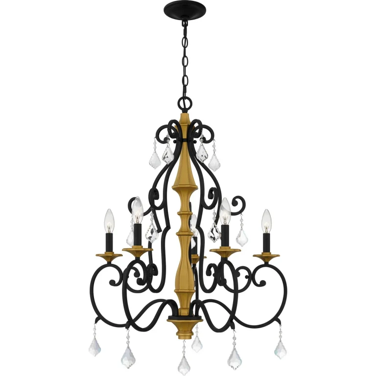 Matte Black Five Light Chandelier from the Althea Collection