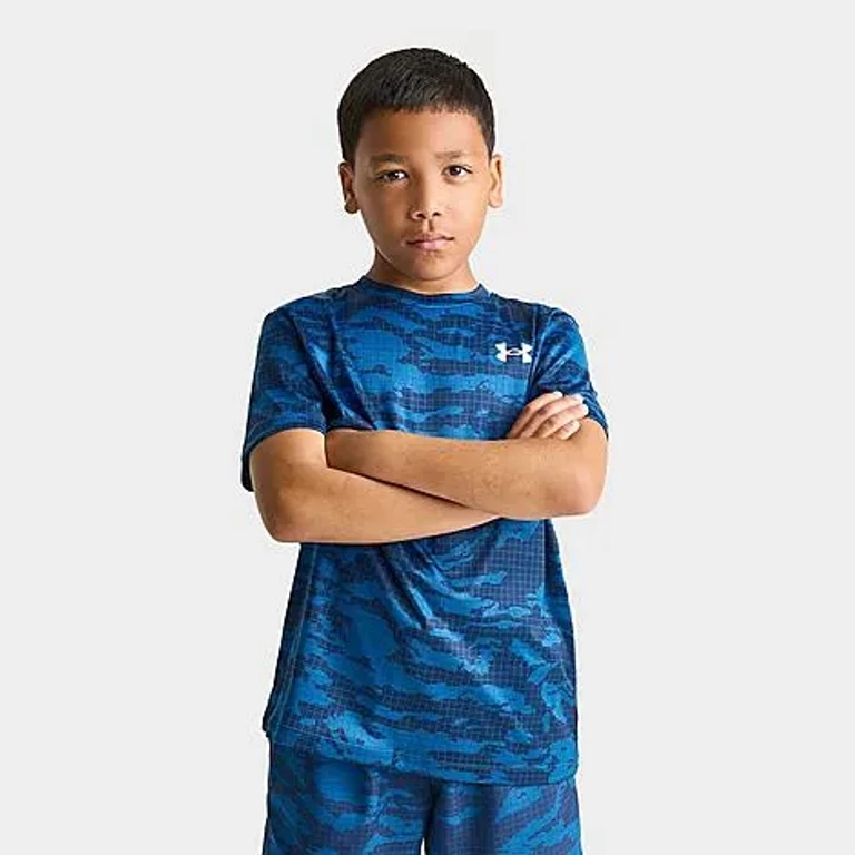Under Armour Big Kids Grid Camo T-Shirt in Academy Size: Small