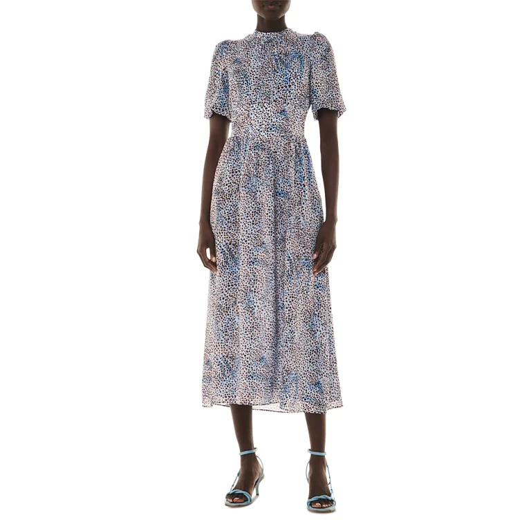 Whistles Blair Puff Sleeve Midi Dress