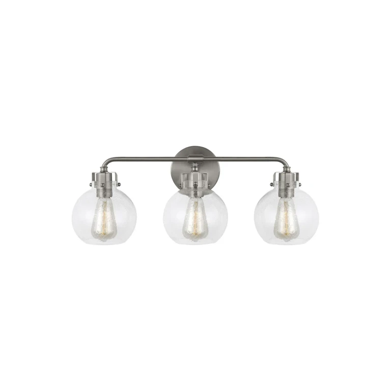Visual Comfort Studio Clara 3-Light Bathroom Vanity Light in Satin Nickel by Sean Lavin