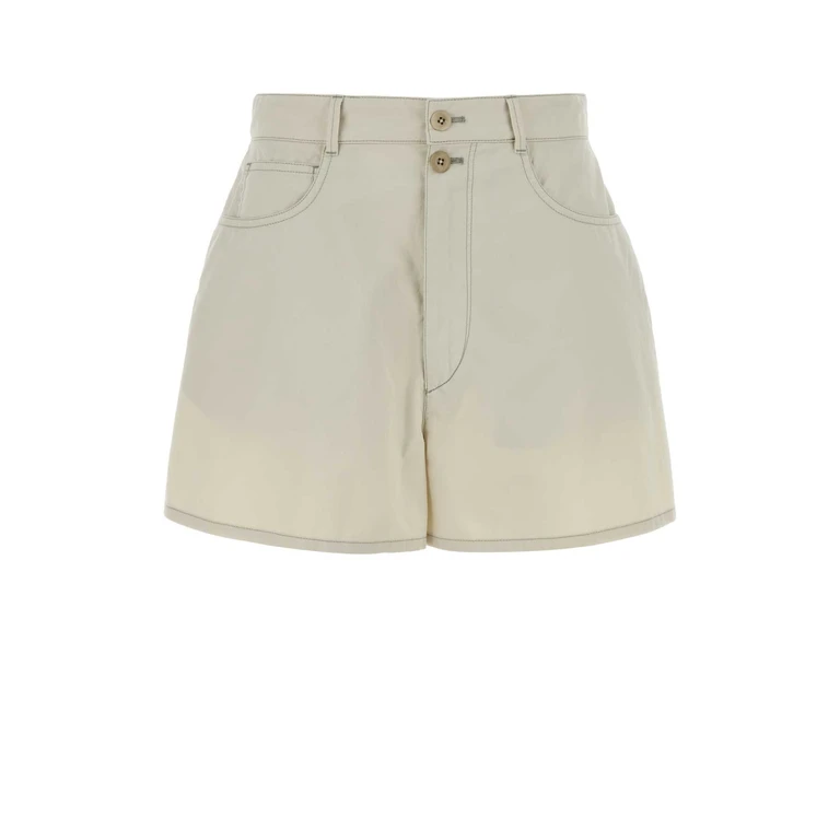 Lemaire Ivory Cotton Shorts Ricepowder Exterior - Women