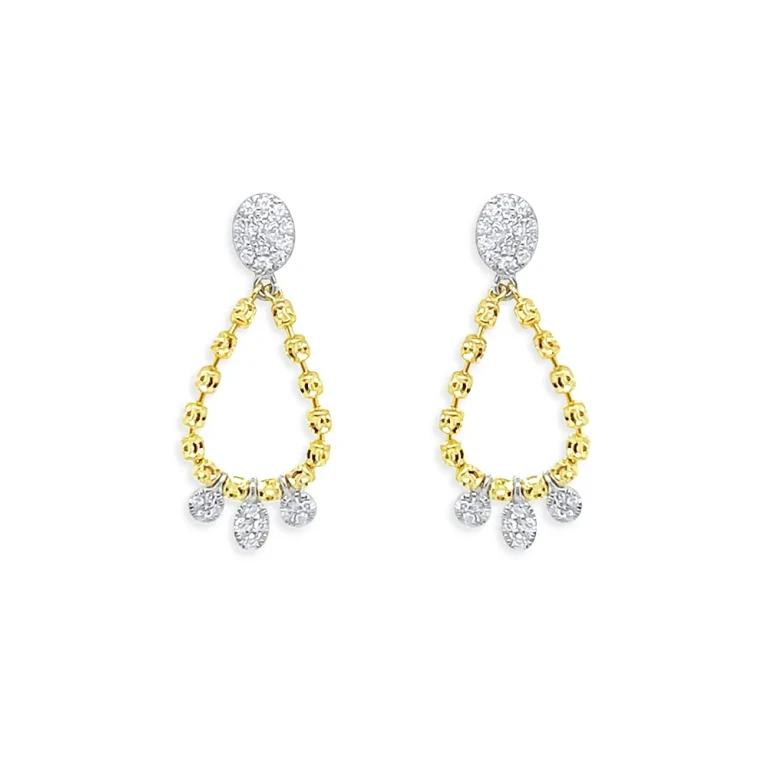 Meira T 14K Gold Diamond Barrel Chain Loop Earrings