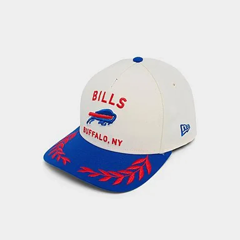 New Era Buffalo Bills NFL 2025 Draft 9FORTY M-Crown A-Frame Snapback Hat in Chrome/Red/Blue