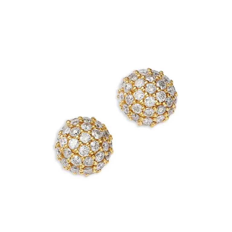 Diamond Cluster Stud Earrings in 14K Gold, 2.0 tcw