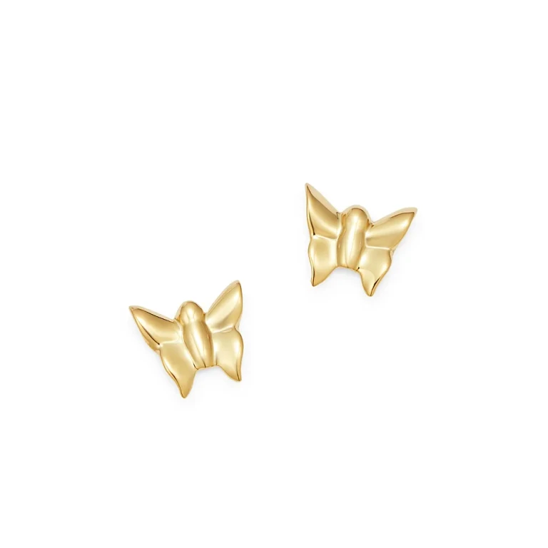 14K Yellow Gold Butterfly Stud Earrings - Exclusive