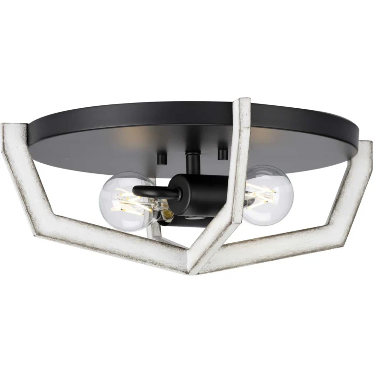 Matte Black Two Light Flush Mount from the Galloway Collection