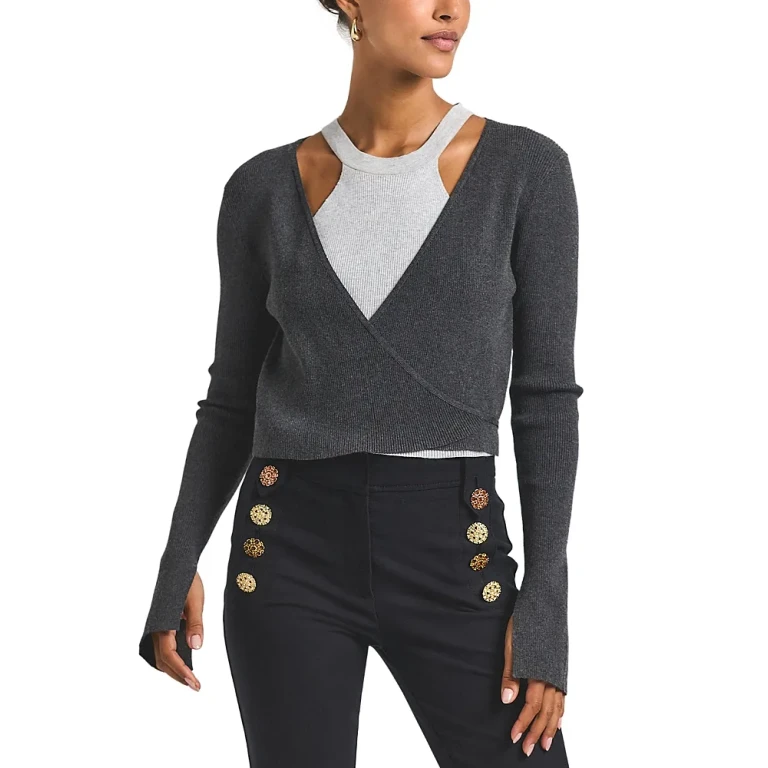 Derek Lam 10 Crosby Maren Wrap V Neck Cardigan Sweater