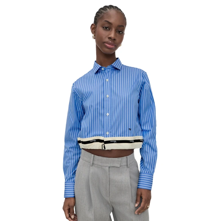 HOMMEGIRLS Belted Shirt Classic Stripe L