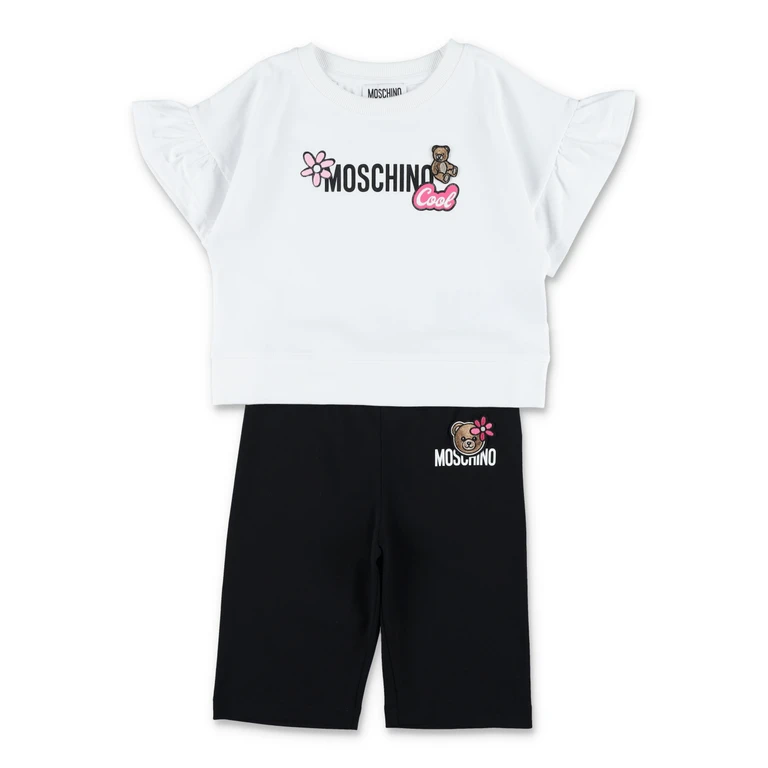 Moschino Kids Bear T-shirt & shorts set White/black Cotton