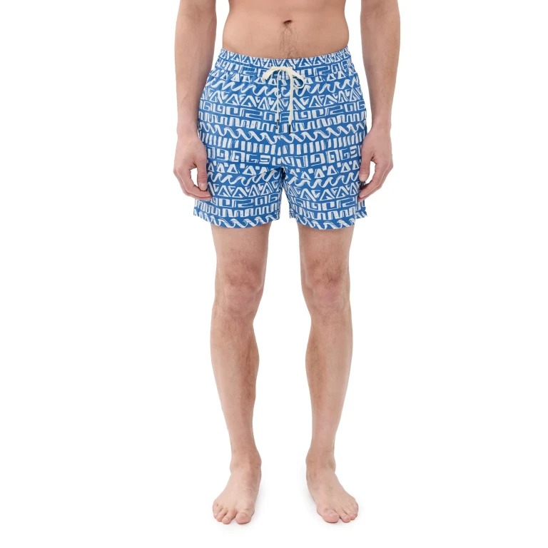 Fair Harbor The Bungalow Swim Trunks 5 Blue Water Waves XXL