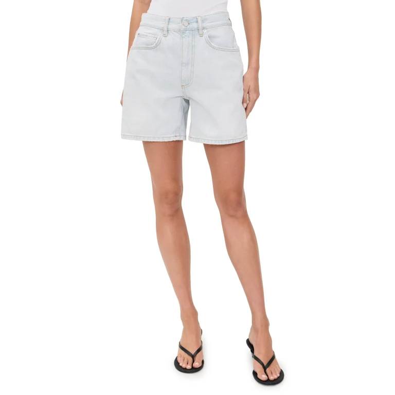 ANINE BING Delaney High Rise Relaxed Shorts Lucid Blue 31