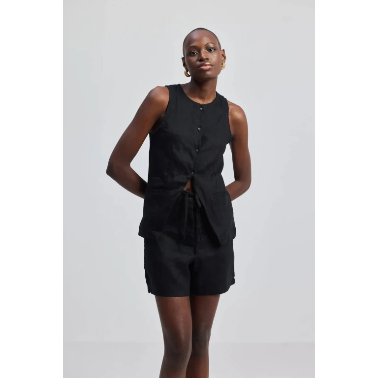Hemp Vest Jacket in Black