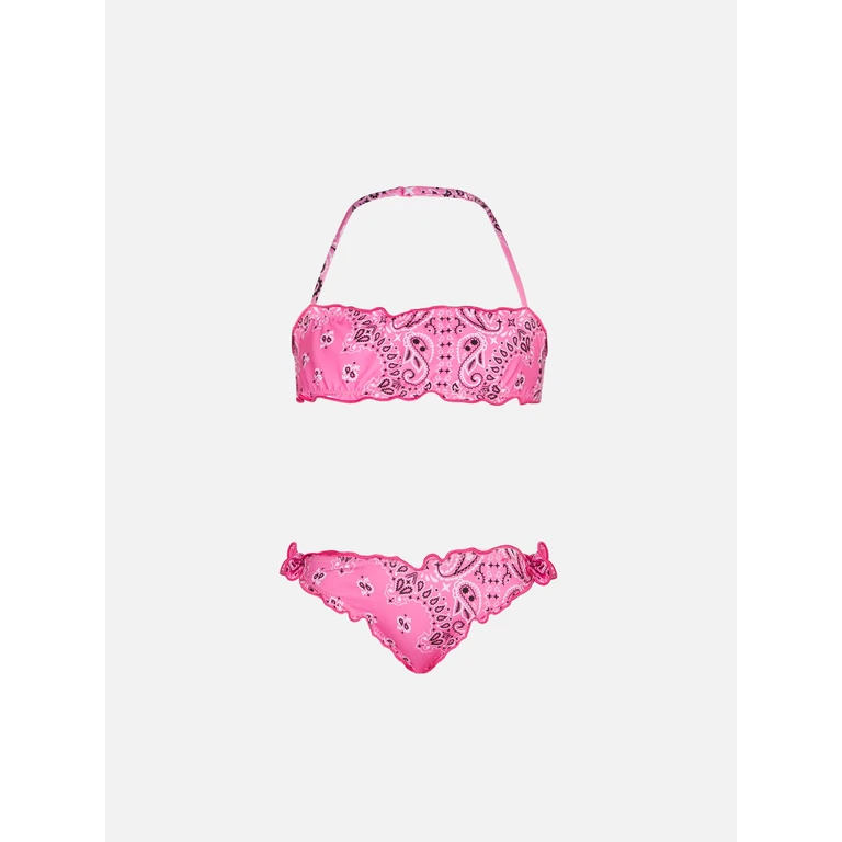 Mc2 Saint Barth Girl Bandeau Bikini With Pink Bandanna Print __single__