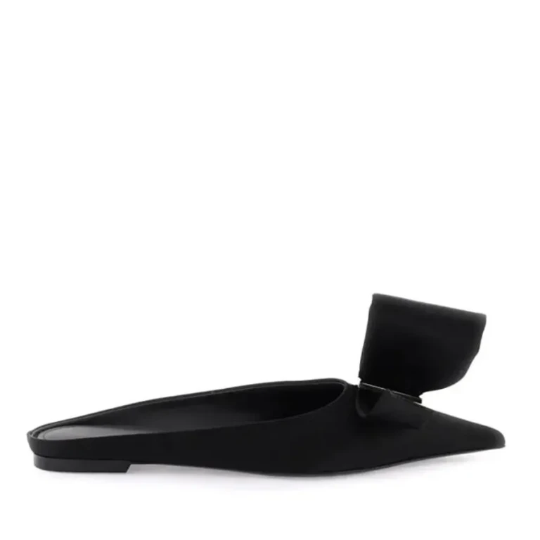 Ferragamo Asymmetric-Bow Satin Mules