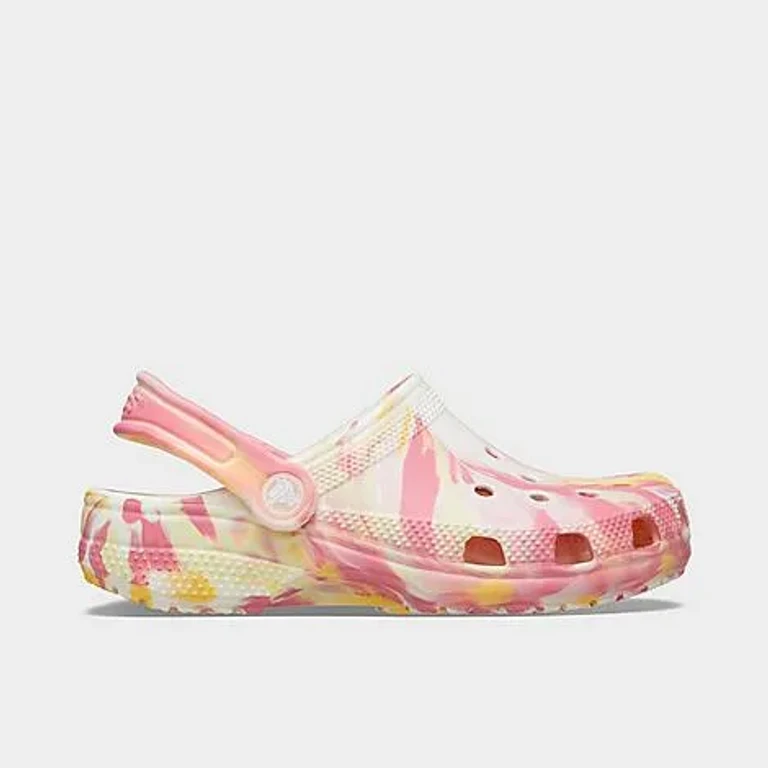 Big Kids Glow-In-The-Dark Marbled Classic Clog Shoes in Pink Crush/Multi Size: 4.0