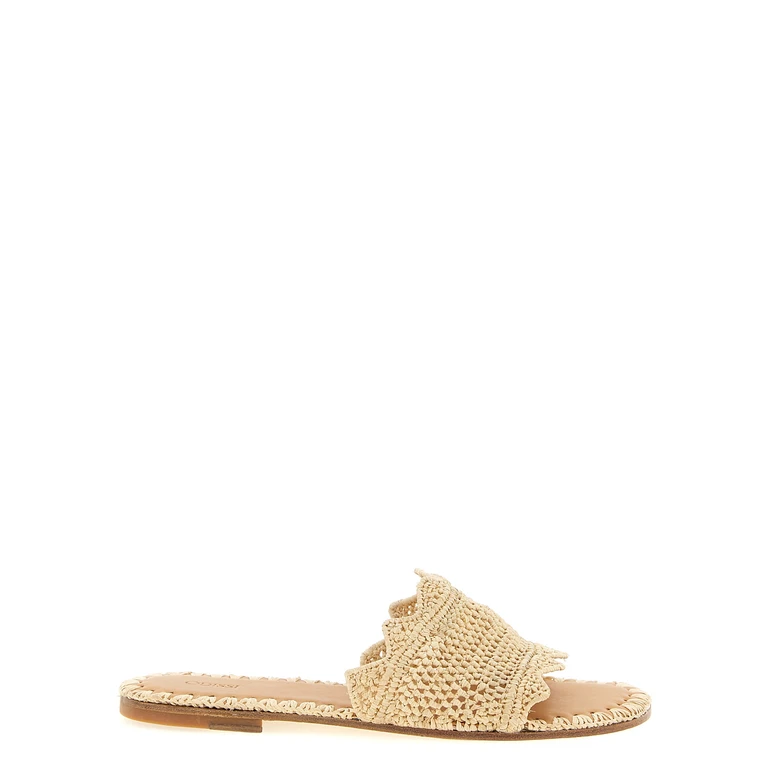 Odissi Lucia Slides Beige Viscose Sandal - Women