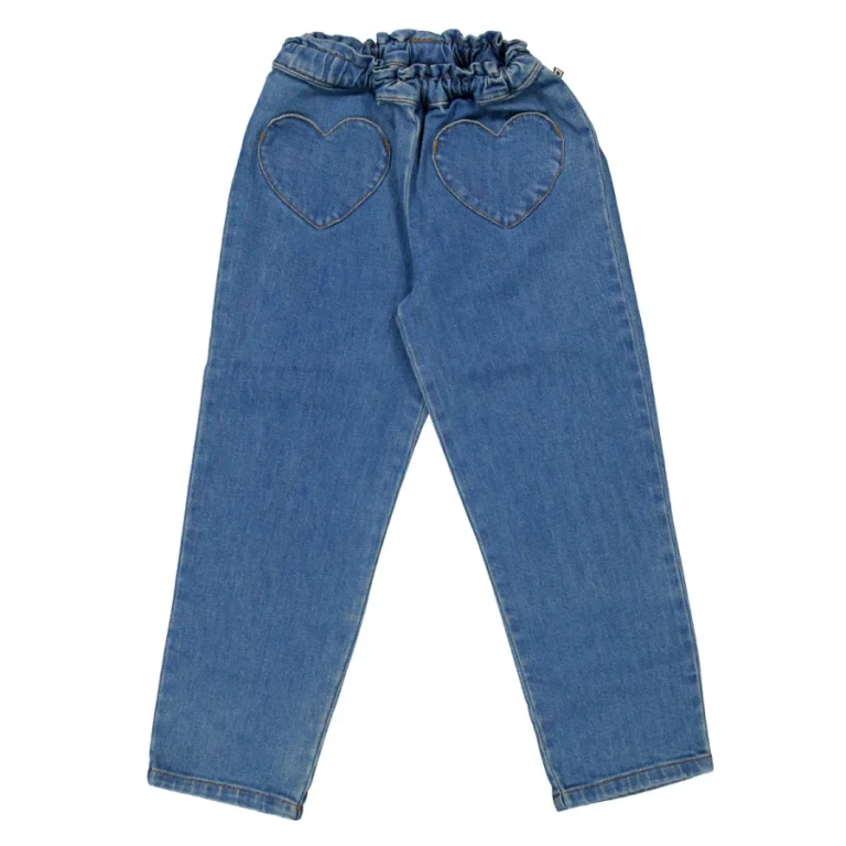 Bonton Kids Heart Embroidered Denim Jeans