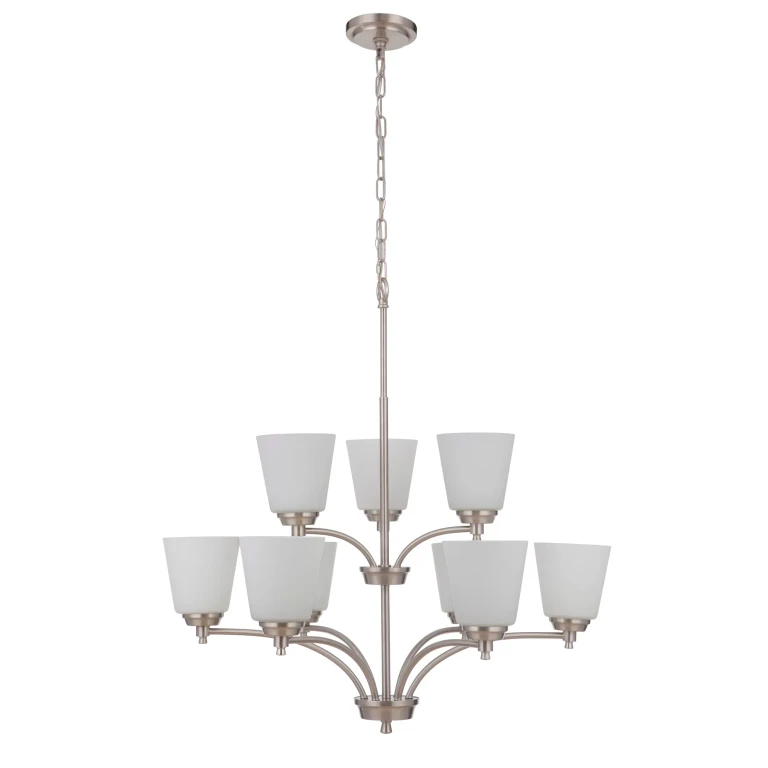 Tyler 9-Light Transitional Chandelier in Brushed Polished Nickel