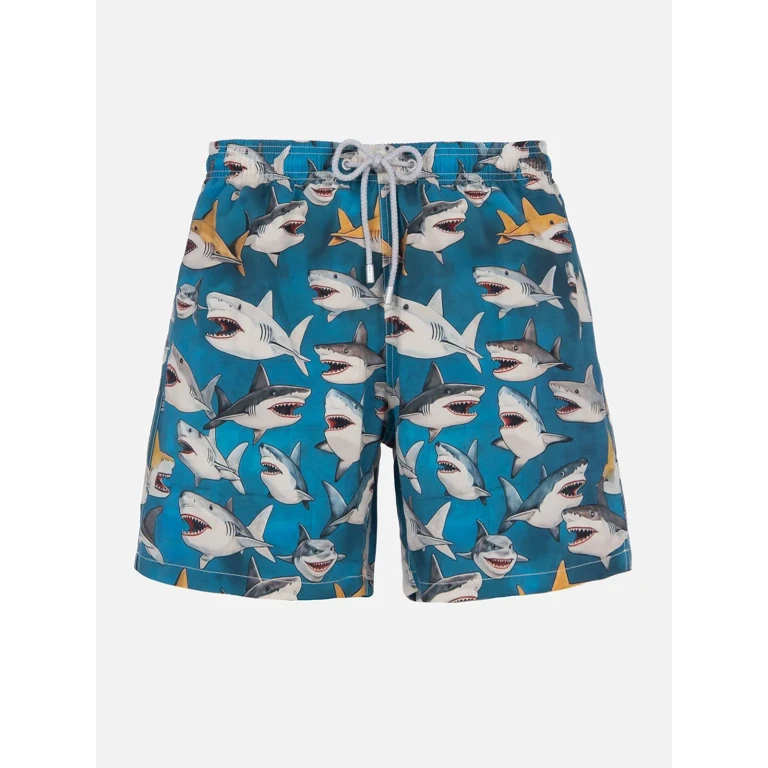 MC2 Saint Barth Gustavia Swim Shorts With Shark Print Special Edition