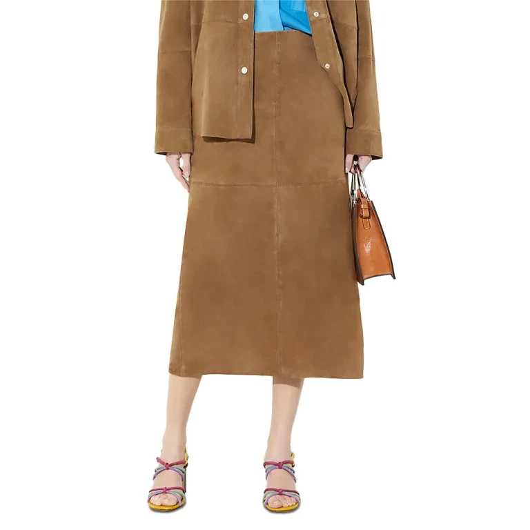 Max & Co. Suede Column Midi Skirt