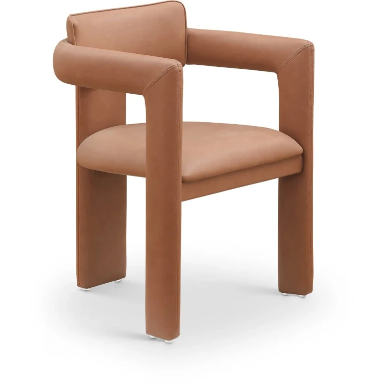 Brenda Cognac Vegan Leather Upholstered Dining Chair, Set of 2