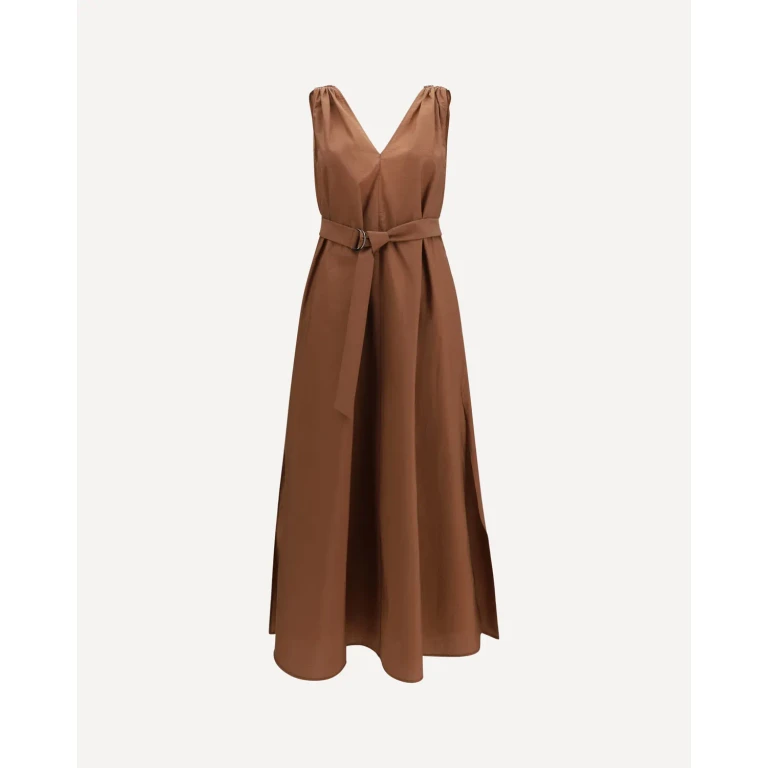 BRUNELLO CUCINELLI Cotton poplin Dress Precious Shoulder Detail Female M