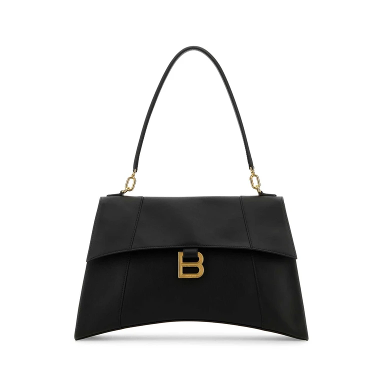 Black Leather Hourglass Shoulder Bag Borse A Mano - Women