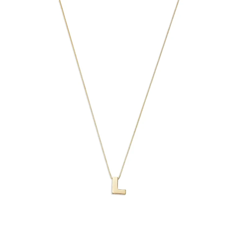 Initial Pendant Necklace in 14K Yellow Gold, 16