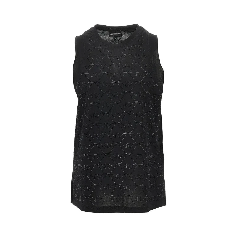 Emporio Armani Jersey-Top mit Strass-Adler-Motiv