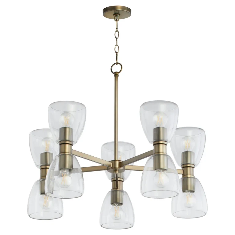 Dark Brass Ten Light Chandelier from the Relo Collection