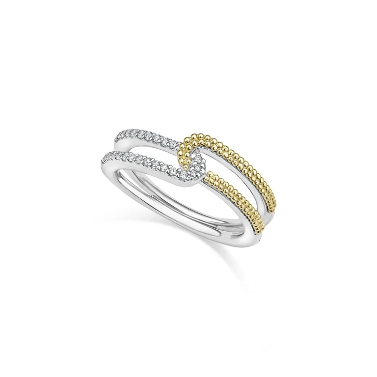 Lagos 18K Yellow Gold & Sterling Silver Caviar Lux-Clip Diamond Small Statement Ring - Exclusive