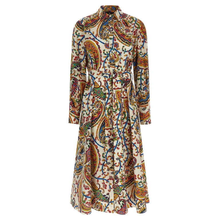 Multicolor Cotton Midi Dress - Women