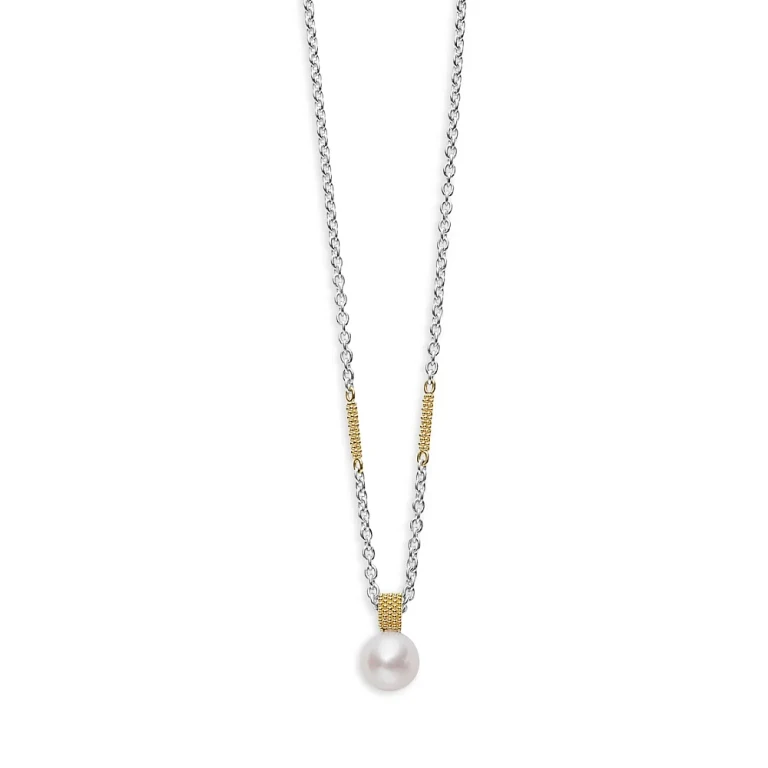 Lagos 18K Yellow Gold & Sterling Silver Luna Cultured Freshwater Pearl Pendant Necklace, 16-18