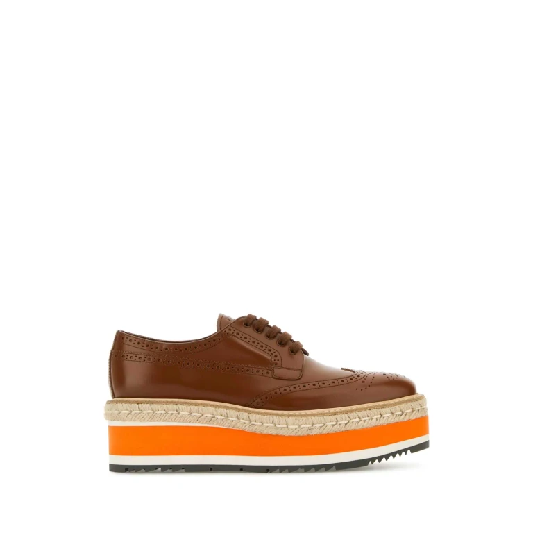 Prada Caramel Leather Lace-up Shoes