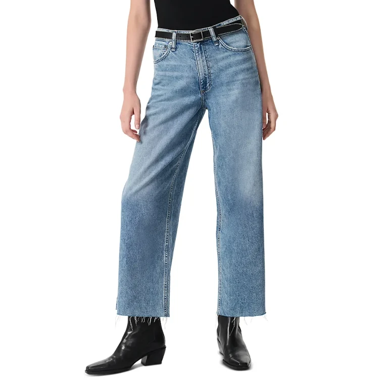 rag & bone Featherweight Andi High Rise Wide Leg Ankle Jeans in Beacon