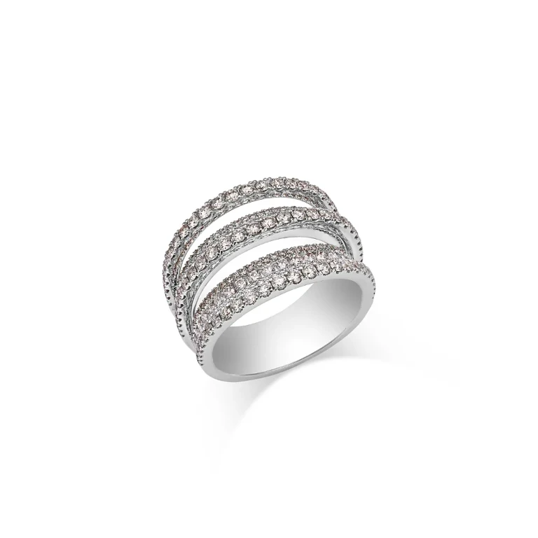 Diamond Multi-Row Statement Ring in 14K White Gold, 1.65 tcw