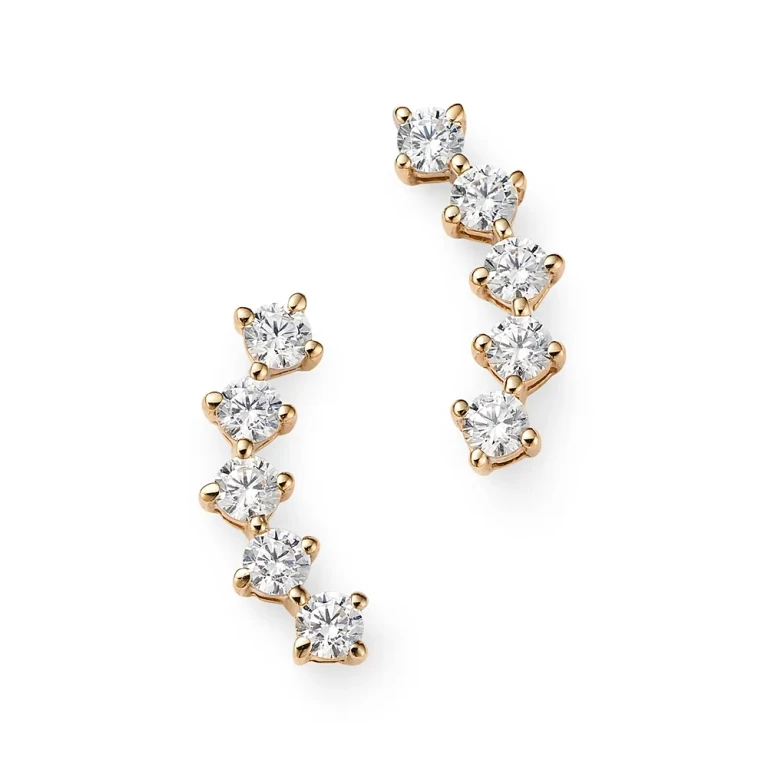 Diamond Ear Climbers in 14K Yellow Gold, 0.50 tcw